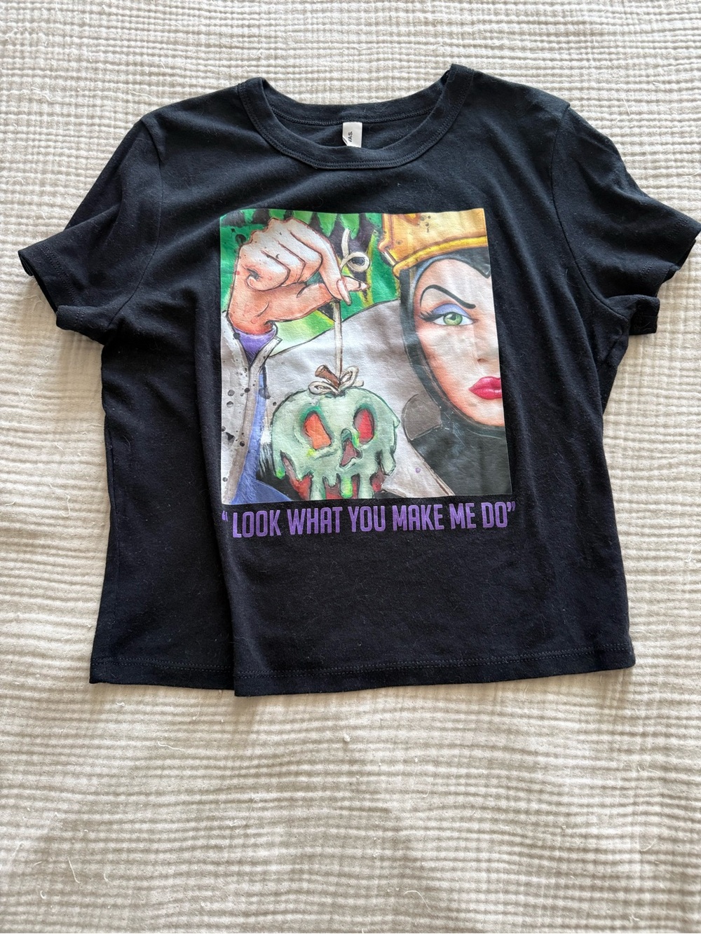 Bella Canvas Black Short-Sleeve baby tee with evil queen